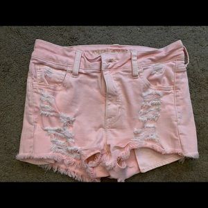 Pink denim shorts